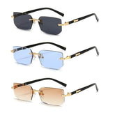 Rimless Sunglasses Rectangle Fashion Popular Women Men Shades Small Square Sun Glasses For Female Male Summer Traveling Oculus Sunglasses by Dropshee