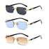 Rimless Sunglasses Rectangle Fashion Popular Women Men Shades Small Square Sun Glasses For Female Male Summer Traveling Oculus Sunglasses by Dropshee