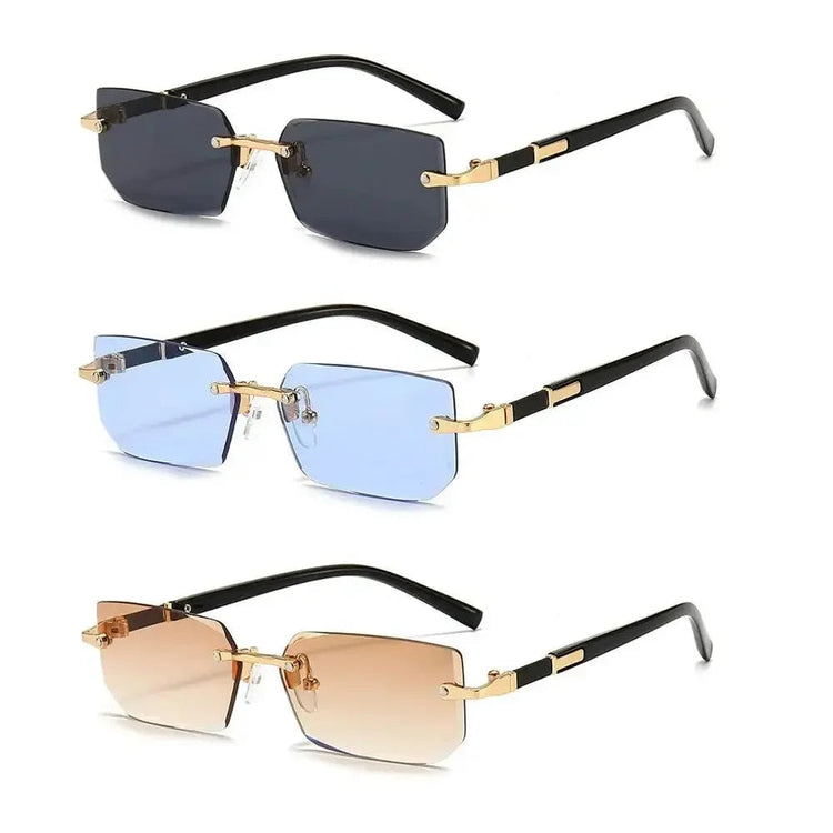 Rimless Sunglasses Rectangle Fashion Popular Women Men Shades Small Square Sun Glasses For Female Male Summer Traveling Oculus Sunglasses by Dropshee