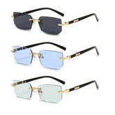 Rimless Sunglasses Rectangle Fashion Popular Women Men Shades Small Square Sun Glasses For Female Male Summer Traveling Oculus Sunglasses by Dropshee