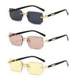 Rimless Sunglasses Rectangle Fashion Popular Women Men Shades Small Square Sun Glasses For Female Male Summer Traveling Oculus Sunglasses by Dropshee