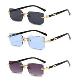 Rimless Sunglasses Rectangle Fashion Popular Women Men Shades Small Square Sun Glasses For Female Male Summer Traveling Oculus Sunglasses by Dropshee