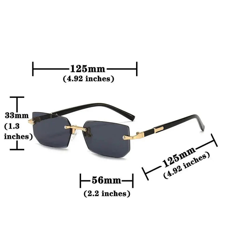 Rimless Sunglasses Rectangle Fashion Popular Women Men Shades Small Square Sun Glasses For Female Male Summer Traveling Oculus Sunglasses by Dropshee