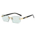 Rimless Sunglasses Rectangle Fashion Popular Women Men Shades Small Square Sun Glasses For Female Male Summer Traveling Oculus Sunglasses by Dropshee