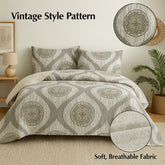 DaDa Bedding Rustic Grey Mosaic Distressed Medallion Reversible Quilted Bedspread Set (SD16299) Bedspreads by DaDalogy Bedding Collection