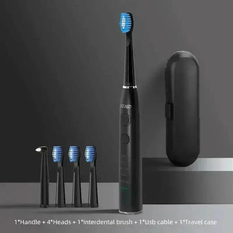 Seago Electric Sonic Toothbrush Black with Case Toothbrush by seago Official Store