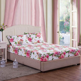 DaDa Bedding Romantic Roses Lovely Spring Pink Floral Fitted Bed Sheet w/ Pillow Cases (JHW879-Fitted) Sheet Sets by DaDalogy Bedding Collection
