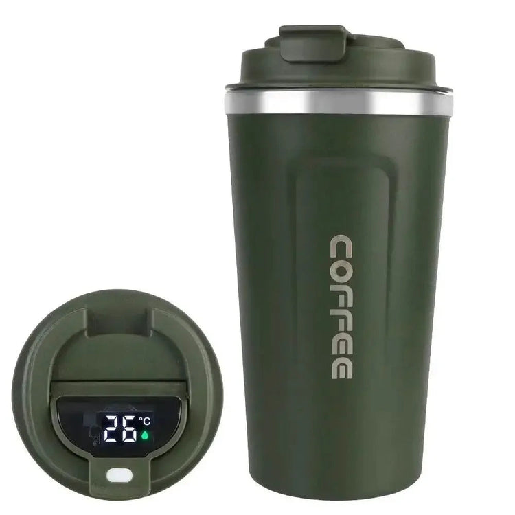 Smart Coffee Tumbler 380ml 510ml Stainless Steel Intelligent Temperature Display Travel Mug Thermos Cup with Portable Rope Smart Coffee Mugs by Dropshee