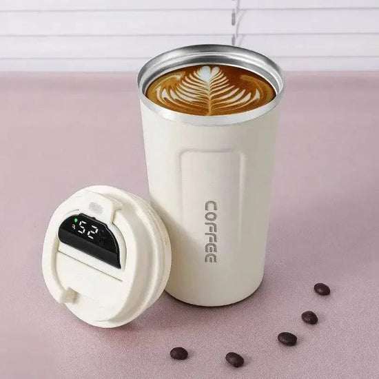 Smart Coffee Tumbler 380ml 510ml Stainless Steel Intelligent Temperature Display Travel Mug Thermos Cup with Portable Rope Smart Coffee Mugs by Dropshee