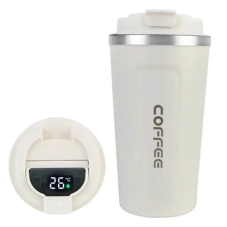Smart Coffee Tumbler 380ml 510ml Stainless Steel Intelligent Temperature Display Travel Mug Thermos Cup with Portable Rope Smart Coffee Mugs by Dropshee