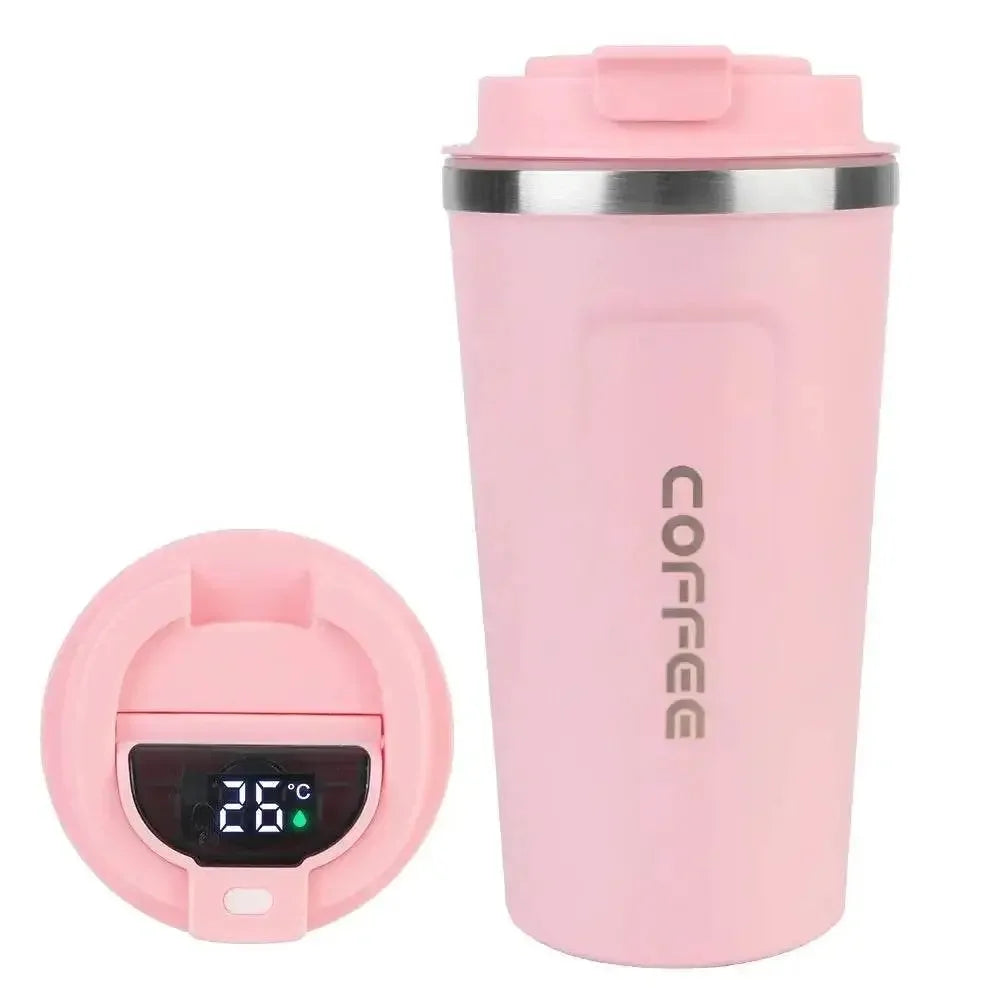 Smart Coffee Tumbler 380ml 510ml Stainless Steel Intelligent Temperature Display Travel Mug Thermos Cup with Portable Rope Smart Coffee Mugs by Dropshee