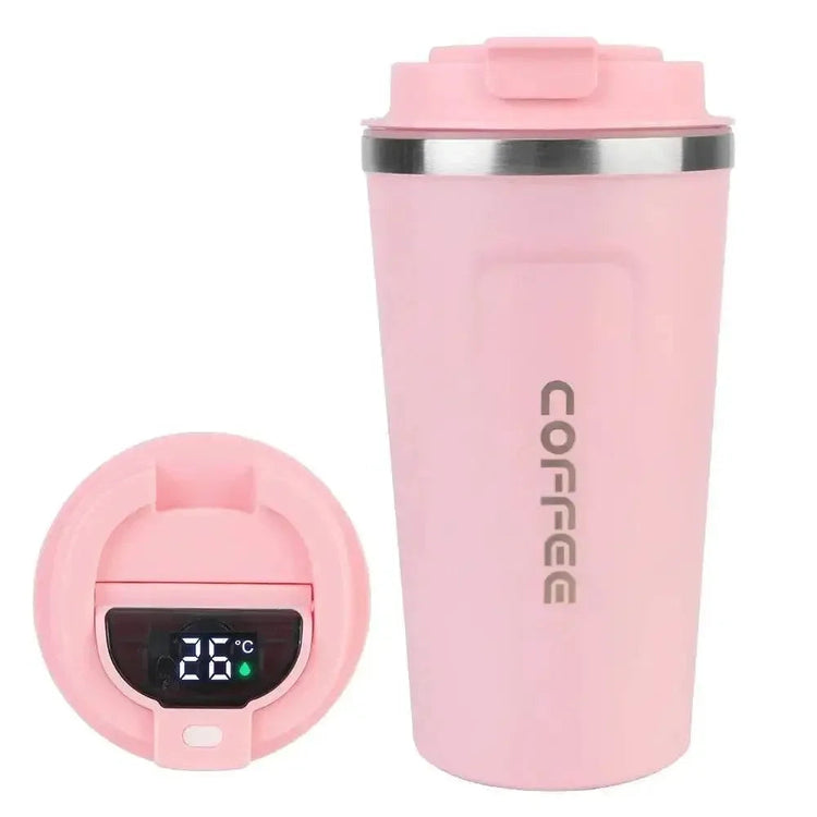 Smart Coffee Tumbler 380ml 510ml Stainless Steel Intelligent Temperature Display Travel Mug Thermos Cup with Portable Rope Smart Coffee Mugs by Dropshee