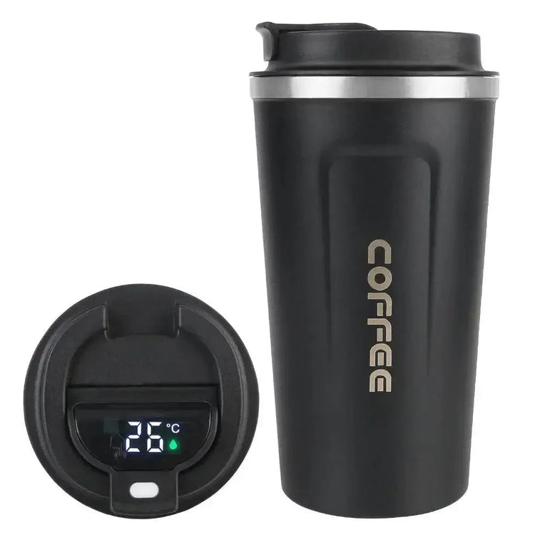 Smart Coffee Tumbler 380ml 510ml Stainless Steel Intelligent Temperature Display Travel Mug Thermos Cup with Portable Rope Smart Coffee Mugs by Dropshee