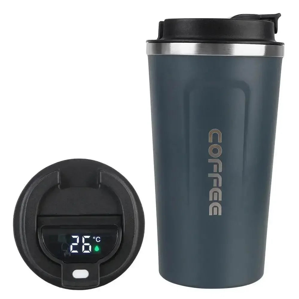 Smart Coffee Tumbler 380ml 510ml Stainless Steel Intelligent Temperature Display Travel Mug Thermos Cup with Portable Rope Smart Coffee Mugs by Dropshee
