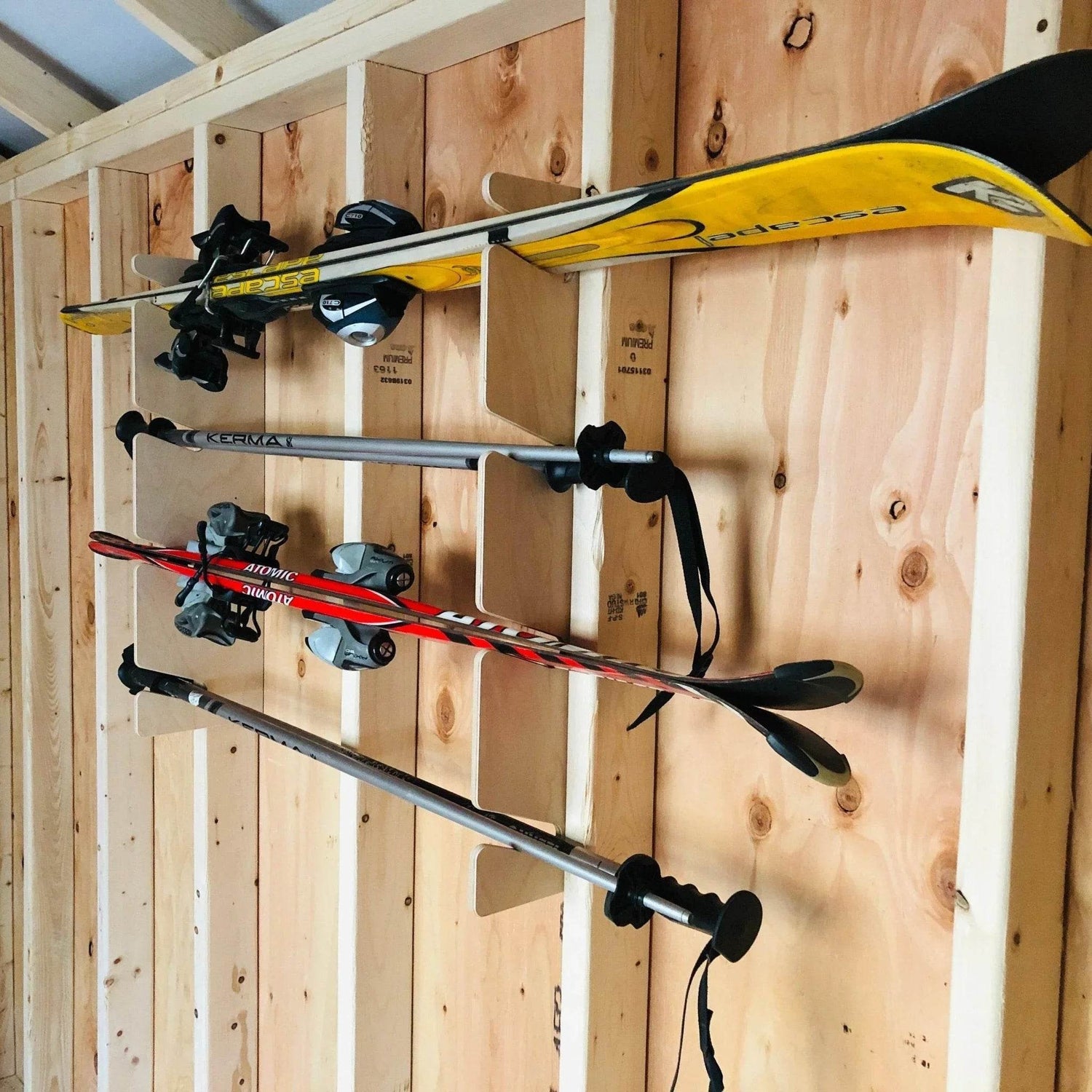 Snow & Water Ski Storage Rack – Shed Organizer for Skis, Poles & Gear Shed Organization by HangThis Up My Shed Organizing System