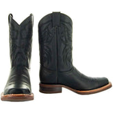 Black Square Toe Leather Cowboy Boots H4002 Cowboy Boots by Soto Boots