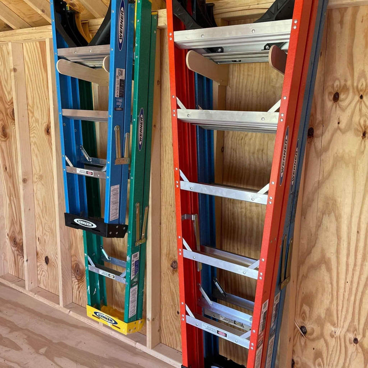 Shed Tool Organizer – Step Ladder & Yard Tool Storage Rack Shed Organization by HangThis Up My Shed Organizing System