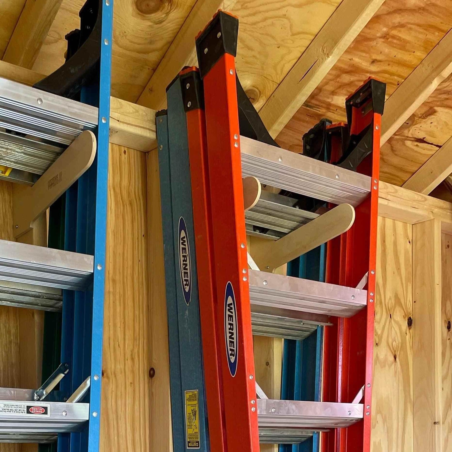 Shed Tool Organizer – Step Ladder & Yard Tool Storage Rack Shed Organization by HangThis Up My Shed Organizing System