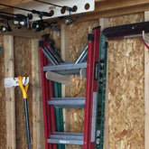 Shed Tool Organizer – Step Ladder & Yard Tool Storage Rack Shed Organization by HangThis Up My Shed Organizing System