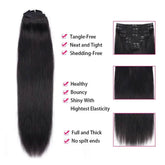 Straight Human Hair Extensions Brazilian Natural Seamless Clip ins Human Hair Extensions 16-26 Inch Full Head For Women Wigs by Dropshee