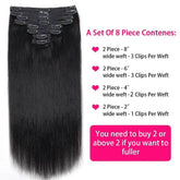 Straight Human Hair Extensions Brazilian Natural Seamless Clip ins Human Hair Extensions 16-26 Inch Full Head For Women Wigs by Dropshee
