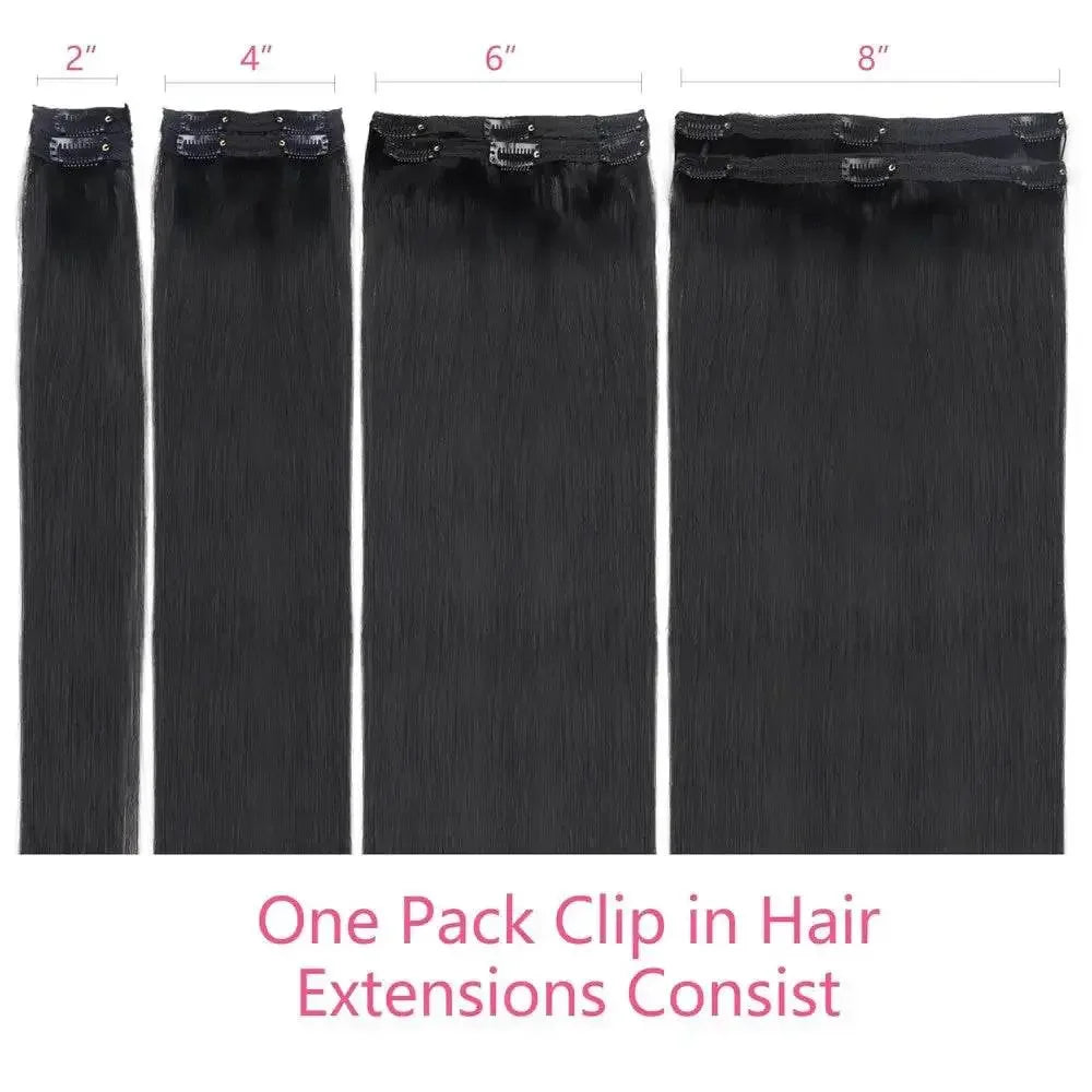 Straight Human Hair Extensions Brazilian Natural Seamless Clip ins Human Hair Extensions 16-26 Inch Full Head For Women Wigs by Dropshee