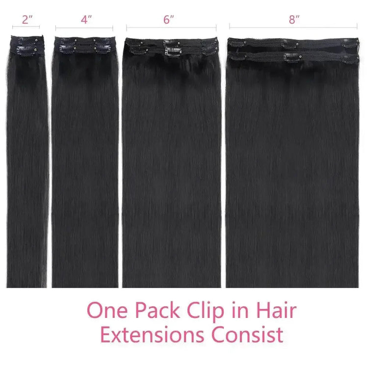 Straight Human Hair Extensions Brazilian Natural Seamless Clip ins Human Hair Extensions 16-26 Inch Full Head For Women Wigs by Dropshee