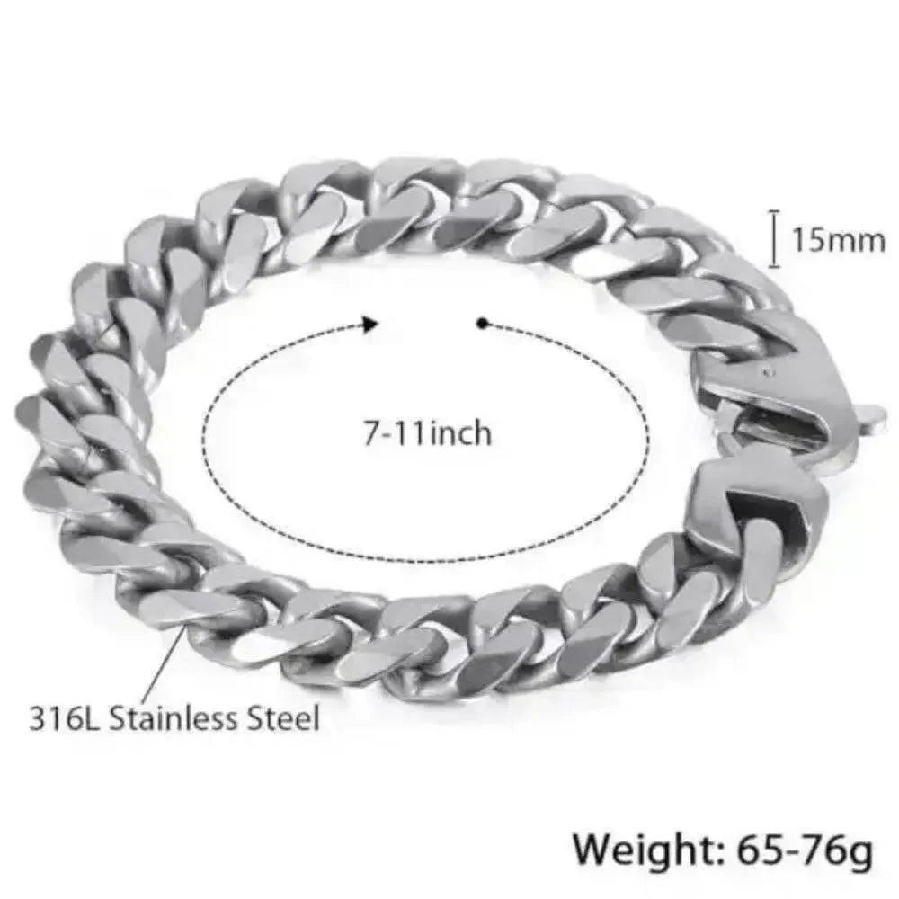 Stylish Matte Silver 15mm Chain Bracelet Bracelet by ALIEX