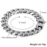 Stylish Matte Silver 15mm Chain Bracelet Bracelet by ALIEX