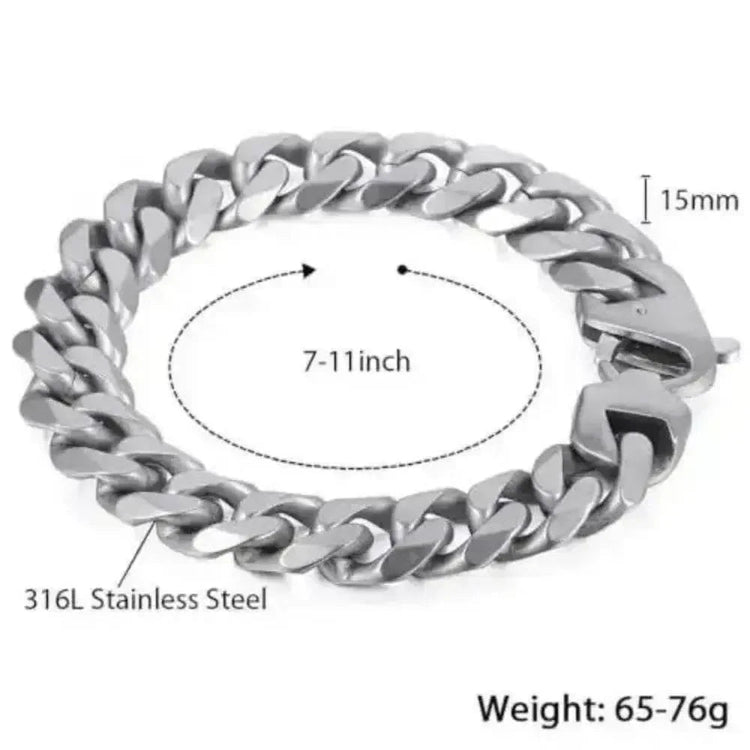 Stylish Matte Silver 15mm Chain Bracelet Bracelet by ALIEX