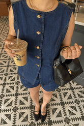 DRIVE-IN MOVIE DENIM VEST VEST by Flying Tomato