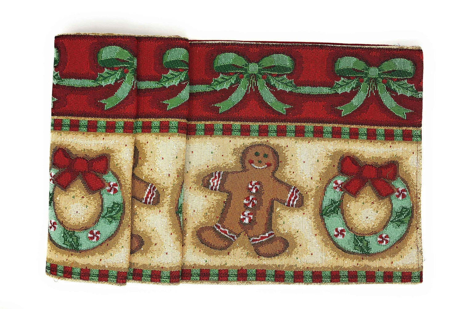 DaDa Bedding Gingerbread Snowman Holiday Woven Tapestry Dining Table Runner (12917) Table Runners by DaDalogy Bedding Collection