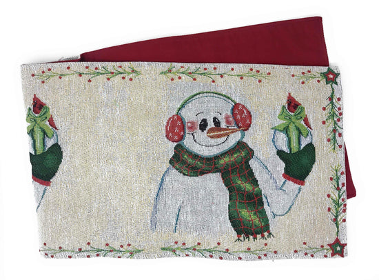 DaDa Bedding Magical Snowman Holiday Woven Tapestry Dining Table Runner (9733) Table Runners by DaDalogy Bedding Collection