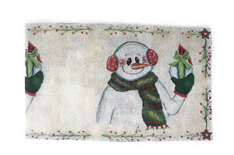 DaDa Bedding Magical Snowman Holiday Woven Tapestry Dining Table Runner (9733) Table Runners by DaDalogy Bedding Collection