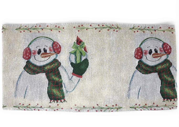 DaDa Bedding Magical Snowman Holiday Woven Tapestry Dining Table Runner (9733) Table Runners by DaDalogy Bedding Collection