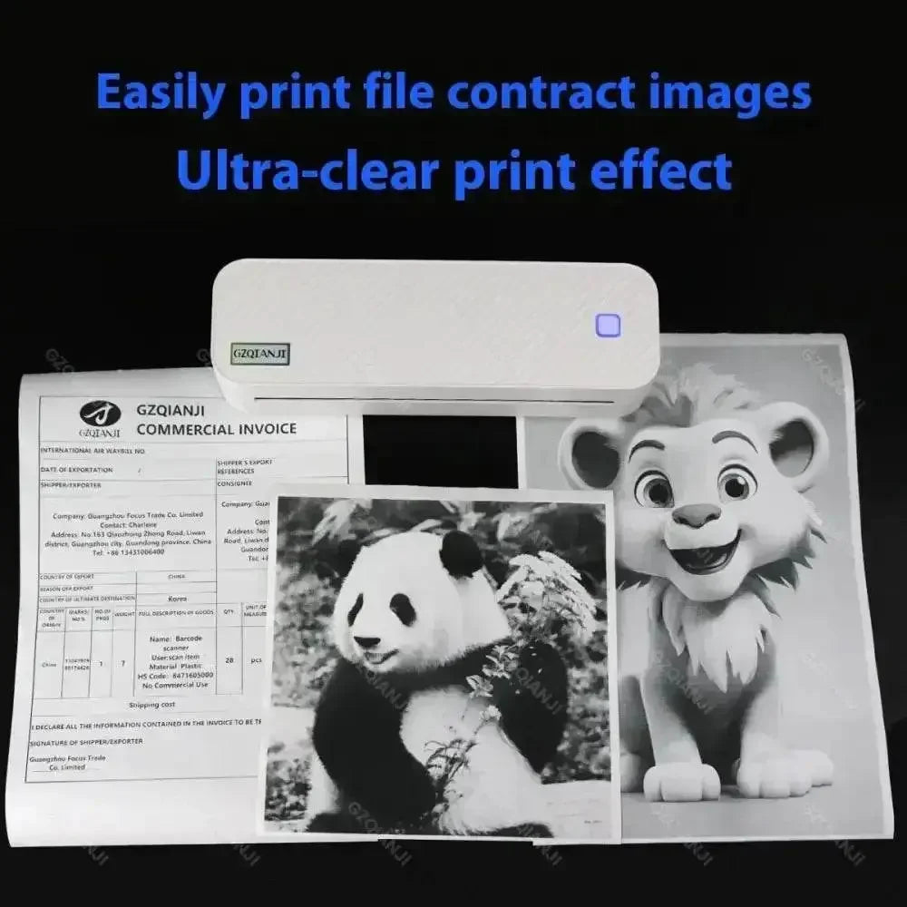 Thermal Portable Mini Printer with Paper Samples Mini Office Bluetooth Printer. Thermal Printer by CJ
