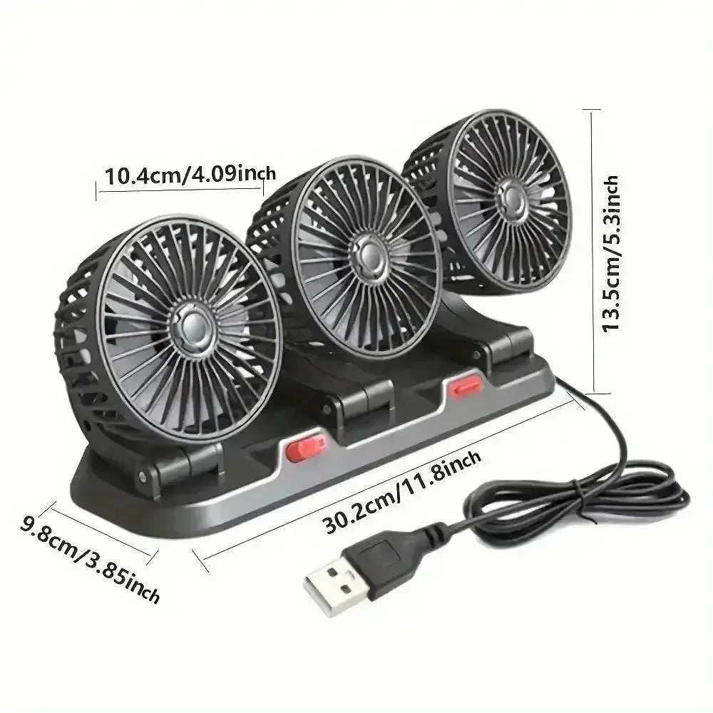 Three-Head USB Car Fan with Aromatherapy usb mini air cooler Car Accessories by DSERS