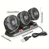 Three-Head USB Car Fan with Aromatherapy usb mini air cooler Car Accessories by DSERS