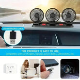 Three-Head USB Car Fan with Aromatherapy usb mini air cooler Car Accessories by DSERS
