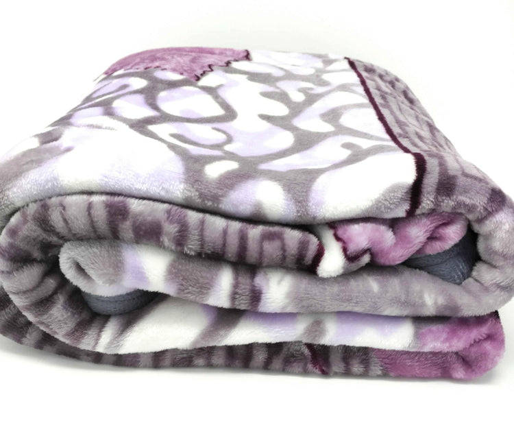 DaDa Bedding Orchid Blossoms Striped Floral Lavender Plush Fleece Flannel Throw Blanket (XY9833) Throw Blankets by DaDalogy Bedding Collection
