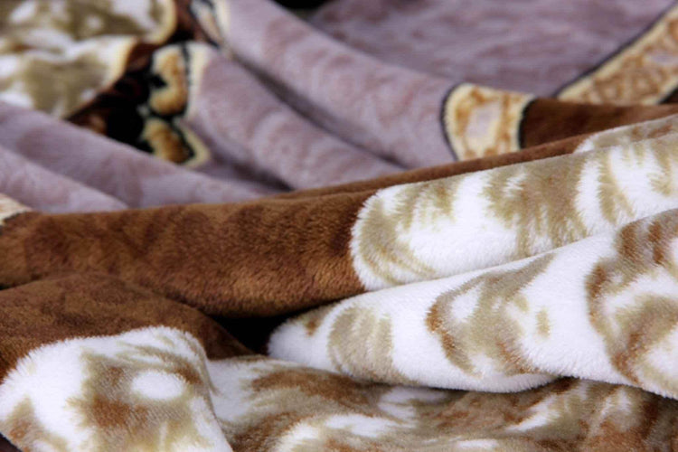 DaDa Bedding Elegant Twilight Lavender Brown Floral Flannel Mink Fleece Throw Blanket (XY9879) Throw Blankets by DaDalogy Bedding Collection