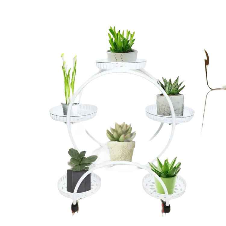 Black Metal Plant Stands Six Tier Circular Design Plant Stand by EASYBUY888 Store