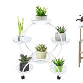 Black Metal Plant Stands Six Tier Circular Design Plant Stand by EASYBUY888 Store