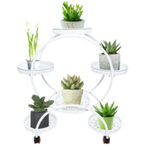 Black Metal Plant Stands Six Tier Circular Design Plant Stand by EASYBUY888 Store