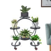 Black Metal Plant Stands Six Tier Circular Design Plant Stand by EASYBUY888 Store