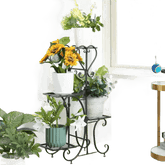 Tiered Metal Plant Stand with Plants - GiFiFY