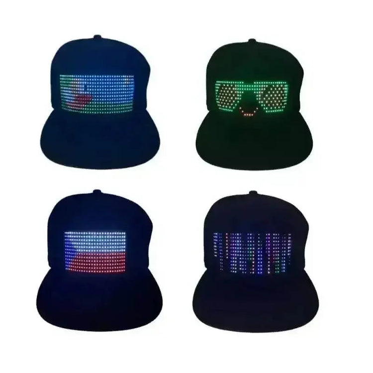 Two Black LED Message Display Baseball Cap USB Rechargeable Cap by DSERS