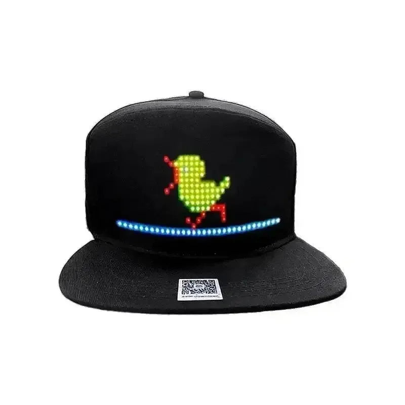 Two Black LED Message Display Baseball Cap USB Rechargeable Cap by DSERS