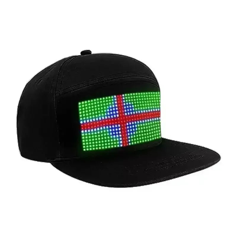 Two Black LED Message Display Baseball Cap USB Rechargeable Cap by DSERS