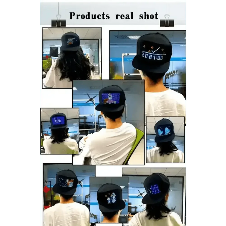 Two Black LED Message Display Baseball Cap USB Rechargeable Cap by DSERS